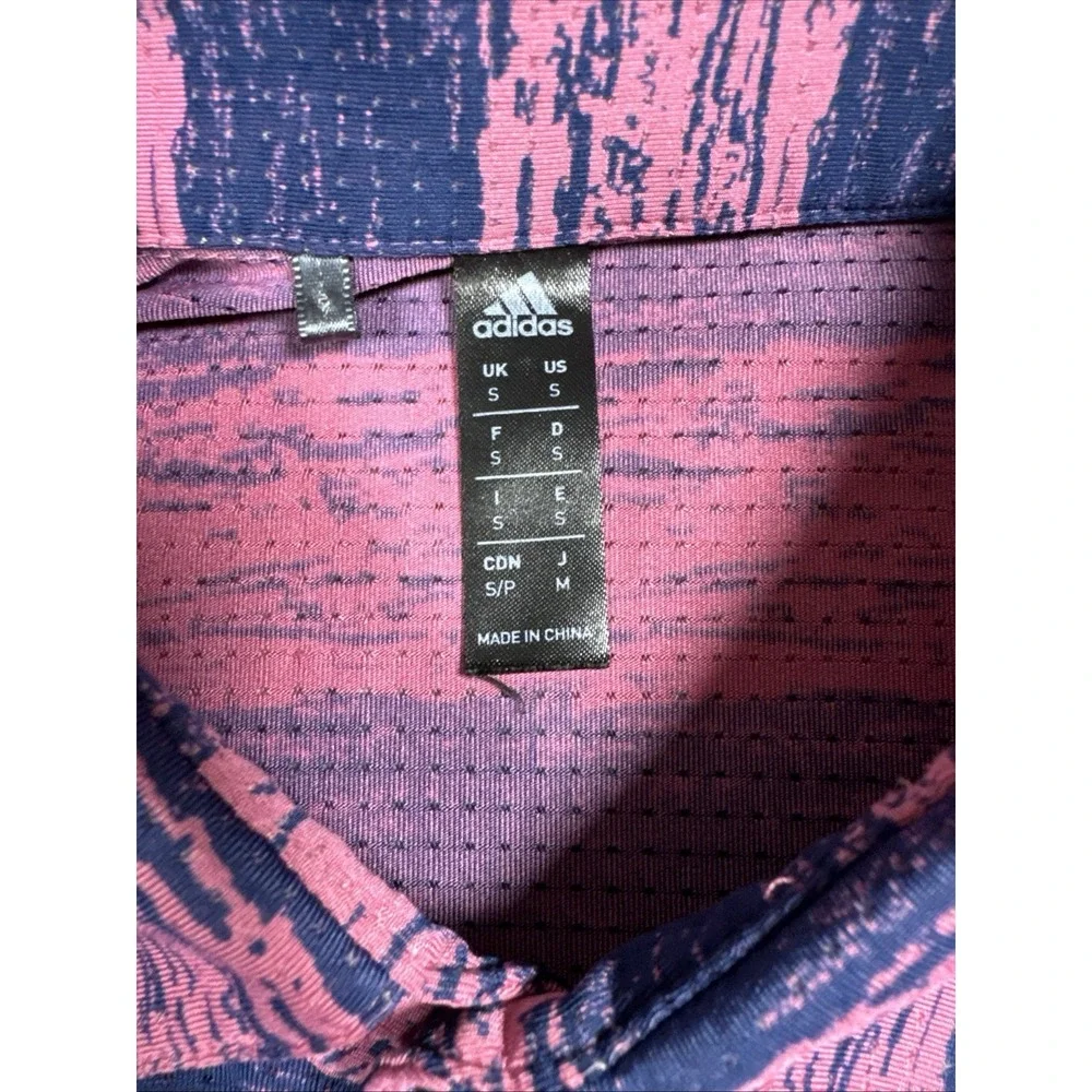 Adidas Golf Polo Shirt Mens Small Short Sleeve Pink Blue Stripe Vinted Light